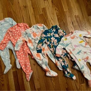 Baby Girl size 12 Months Fleece Sleepers Carters Sleep n Play